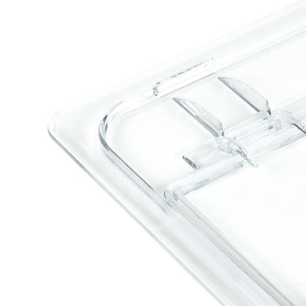 Cambro 20CWLN135 FlipLid Nắp Khay Thực Phẩm - Kích Thước 1/2, Có Rãnh, Bản Lề, Trong Suốt