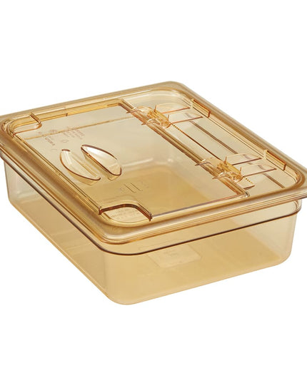 Nắp Khay Thực Phẩm Nóng Cambro 20HPLN150 FlipLid - Kích Thước 1/2, Có Rãnh, Bản Lề, Màu Hổ Phách