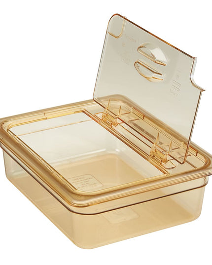 Nắp Khay Thực Phẩm Nóng Cambro 20HPLN150 FlipLid - Kích Thước 1/2, Có Rãnh, Bản Lề, Màu Hổ Phách
