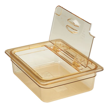 Nắp Khay Thực Phẩm Nóng Cambro 20HPLN150 FlipLid - Kích Thước 1/2, Có Rãnh, Bản Lề, Màu Hổ Phách