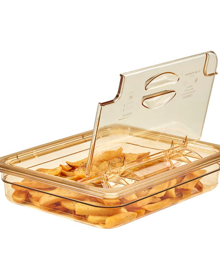 Nắp Khay Thực Phẩm Nóng Cambro 20HPLN150 FlipLid - Kích Thước 1/2, Có Rãnh, Bản Lề, Màu Hổ Phách