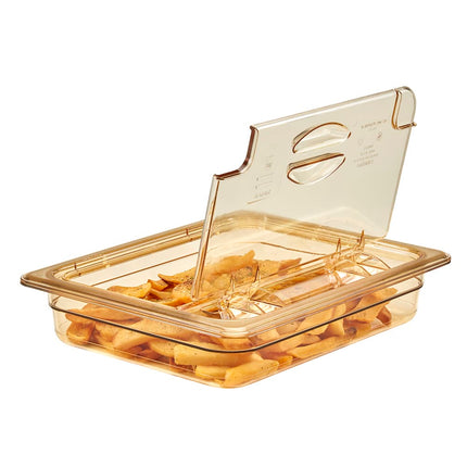 Nắp Khay Thực Phẩm Nóng Cambro 20HPLN150 FlipLid - Kích Thước 1/2, Có Rãnh, Bản Lề, Màu Hổ Phách
