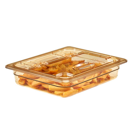 Nắp Khay Thực Phẩm Nóng Cambro 20HPLN150 FlipLid - Kích Thước 1/2, Có Rãnh, Bản Lề, Màu Hổ Phách