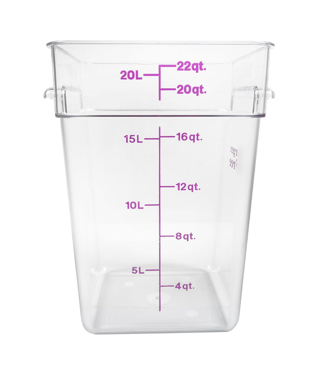 Cambro 22SFSCW441 Hộp Đựng Thực Phẩm Vuông 20.8 lít - CamSquare®, Không Gây Dị Ứng, Polycarbonate, Trong Suốt
