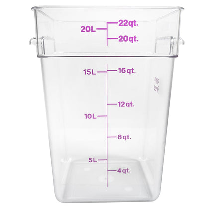 Cambro 22SFSCW441 Hộp Đựng Thực Phẩm Vuông 20.8 lít - CamSquare®, Không Gây Dị Ứng, Polycarbonate, Trong Suốt