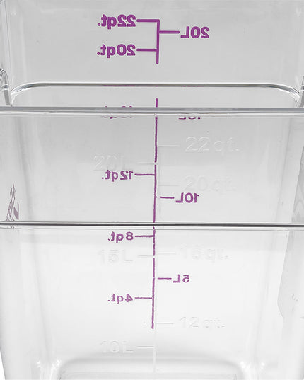 Cambro 22SFSCW441 Hộp Đựng Thực Phẩm Vuông 20.8 lít - CamSquare®, Không Gây Dị Ứng, Polycarbonate, Trong Suốt