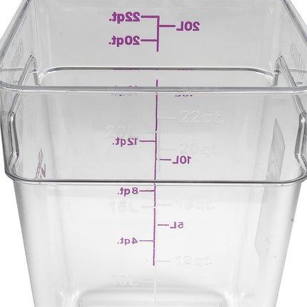 Cambro 22SFSCW441 Hộp Đựng Thực Phẩm Vuông 20.8 lít - CamSquare®, Không Gây Dị Ứng, Polycarbonate, Trong Suốt