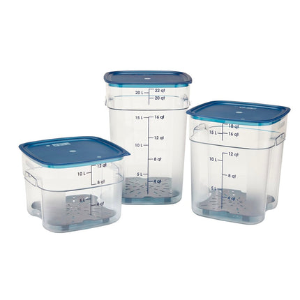 Hộp Đựng Thực Phẩm Vuông FreshPro Cambro 22SFSPROCW135 20.8 lít - CamSquare®, Polycarbonate, Vạch Chia Xanh