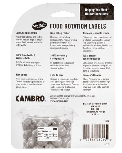 Nhãn Bảo Quản Thực Phẩm Cambro 23SL StoreSafe® Chữ Nhật 5.1 x 7.6 cm Trắng