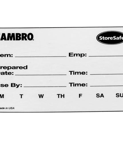 Nhãn Quay Vòng Thực Phẩm Cambro 23SLB250 StoreSafe® 5.1 x 7.6 cm Màu Trắng