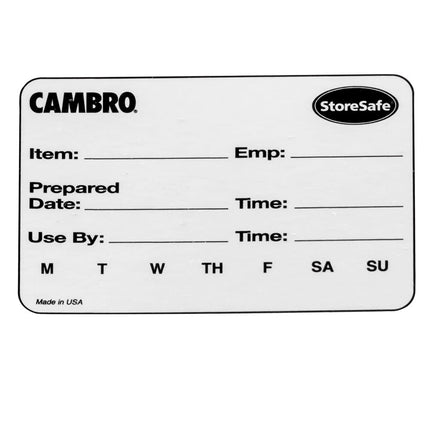 Nhãn Quay Vòng Thực Phẩm Cambro 23SLB250 StoreSafe® 5.1 x 7.6 cm Màu Trắng