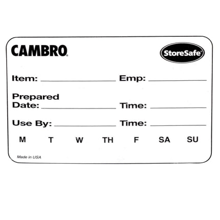 Nhãn Quay Vòng Thực Phẩm Cambro 23SLB6250 StoreSafe® 5.1 x 7.6 cm Màu Trắng
