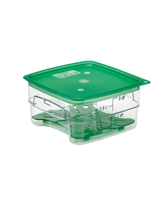 Hộp Đựng Thực Phẩm Vuông FreshPro Cambro 2SFSPROCW135 1.9 lít - CamSquare®, Polycarbonate, Vạch Chia Xanh