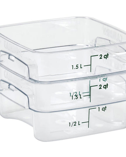 Hộp Đựng Thực Phẩm Vuông FreshPro Cambro 2SFSPROCW135 1.9 lít - CamSquare®, Polycarbonate, Vạch Chia Xanh