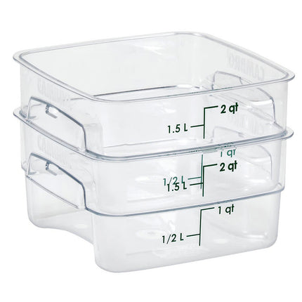 Hộp Đựng Thực Phẩm Vuông FreshPro Cambro 2SFSPROCW135 1.9 lít - CamSquare®, Polycarbonate, Vạch Chia Xanh