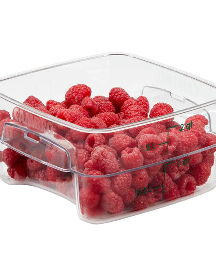 Hộp Đựng Thực Phẩm Vuông FreshPro Cambro 2SFSPROCW135 1.9 lít - CamSquare®, Polycarbonate, Vạch Chia Xanh