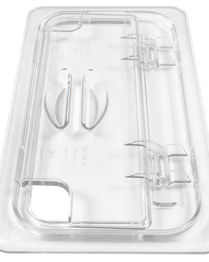 Cambro 30CWLN135 FlipLid Nắp Khay Thực Phẩm - Cỡ 1/3, Có Rãnh, Bản Lề, Trong Suốt