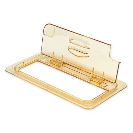 Cambro 30HPLN150 Nắp FlipLid Khay Thức Ăn Nóng - Cỡ 1/3, Khía Cạnh, Bản Lề, Màu Hổ Phách