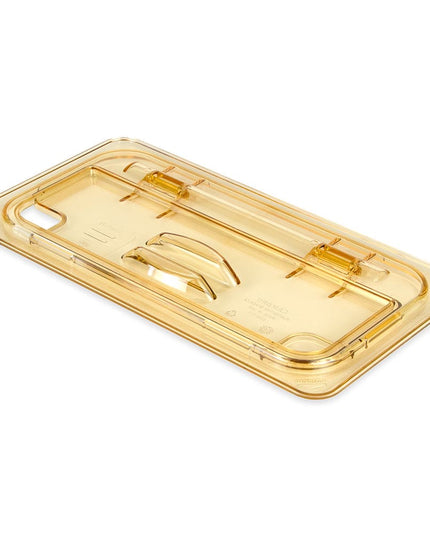 Cambro 30HPLN150 Nắp FlipLid Khay Thức Ăn Nóng - Cỡ 1/3, Khía Cạnh, Bản Lề, Màu Hổ Phách