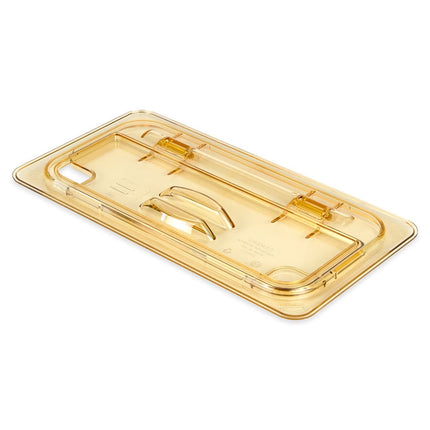Cambro 30HPLN150 Nắp FlipLid Khay Thức Ăn Nóng - Cỡ 1/3, Khía Cạnh, Bản Lề, Màu Hổ Phách