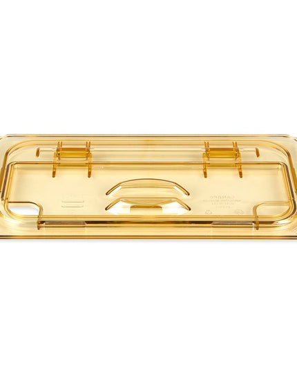 Cambro 30HPLN150 Nắp FlipLid Khay Thức Ăn Nóng - Cỡ 1/3, Khía Cạnh, Bản Lề, Màu Hổ Phách