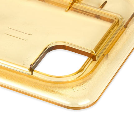 Cambro 30HPLN150 Nắp FlipLid Khay Thức Ăn Nóng - Cỡ 1/3, Khía Cạnh, Bản Lề, Màu Hổ Phách