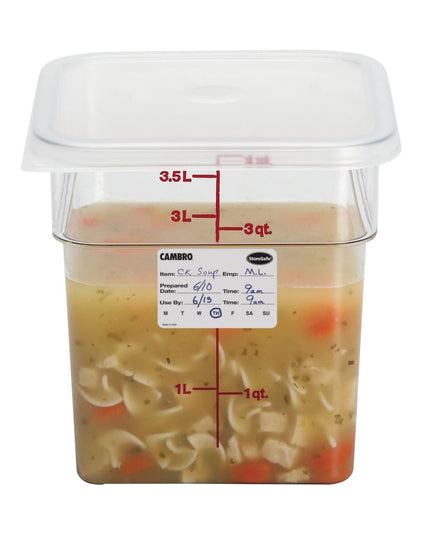 Cambro 4SFSCW135 Hộp Đựng Thực Phẩm Vuông CamSquare® 3.8 lít - Polycarbonate, Trong Suốt