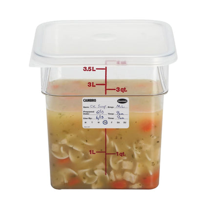Cambro 4SFSCW135 Hộp Đựng Thực Phẩm Vuông CamSquare® 3.8 lít - Polycarbonate, Trong Suốt