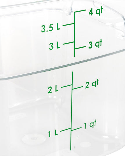 Hộp Đựng Thực Phẩm Vuông Cambro 4SFSPROCW135 FreshPro 3.8 l - CamSquare®, Polycarbonate, Vạch Chia Màu Xanh
