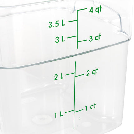 Hộp Đựng Thực Phẩm Vuông Cambro 4SFSPROCW135 FreshPro 3.8 l - CamSquare®, Polycarbonate, Vạch Chia Màu Xanh