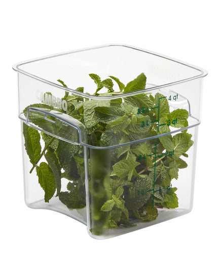 Hộp Đựng Thực Phẩm Vuông Cambro 4SFSPROCW135 FreshPro 3.8 l - CamSquare®, Polycarbonate, Vạch Chia Màu Xanh