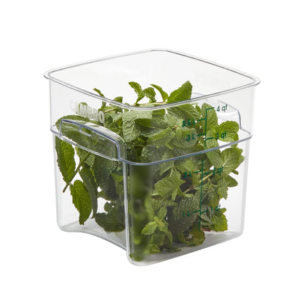 Hộp Đựng Thực Phẩm Vuông Cambro 4SFSPROCW135 FreshPro 3.8 l - CamSquare®, Polycarbonate, Vạch Chia Màu Xanh