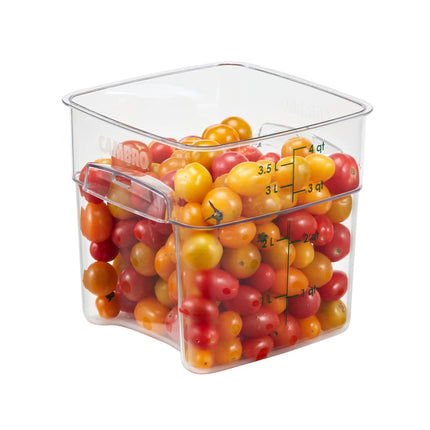 Hộp Đựng Thực Phẩm Vuông Cambro 4SFSPROCW135 FreshPro 3.8 l - CamSquare®, Polycarbonate, Vạch Chia Màu Xanh