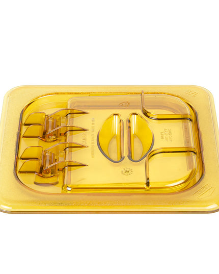 Cambro 60HPL150 FlipLid Nắp Khay Thực Phẩm Nóng - Cỡ 1/6, Bản Lề, Màu Hổ Phách