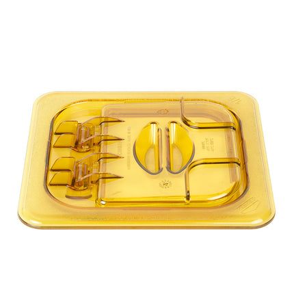 Cambro 60HPL150 FlipLid Nắp Khay Thực Phẩm Nóng - Cỡ 1/6, Bản Lề, Màu Hổ Phách