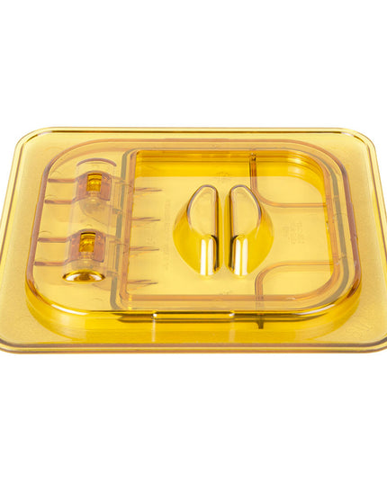 Cambro 60HPL150 FlipLid Nắp Khay Thực Phẩm Nóng - Cỡ 1/6, Bản Lề, Màu Hổ Phách