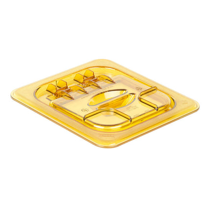 Cambro 60HPL150 FlipLid Nắp Khay Thực Phẩm Nóng - Cỡ 1/6, Bản Lề, Màu Hổ Phách