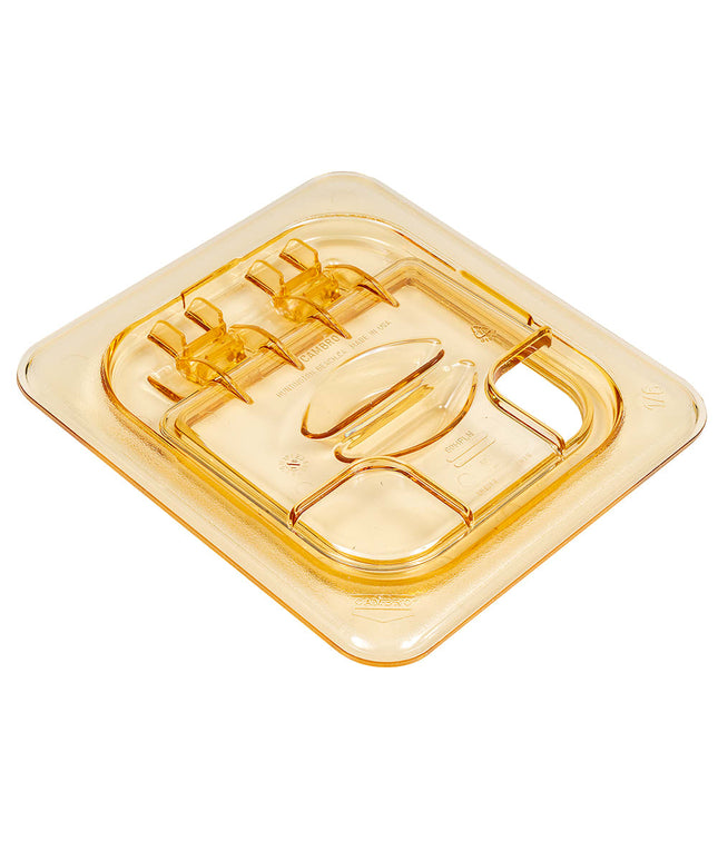 Cambro 60HPLN150 Nắp Khay Thức Ăn Nóng FlipLid - Cỡ 1/6, Có Rãnh, Bản Lề, Màu Hổ Phách
