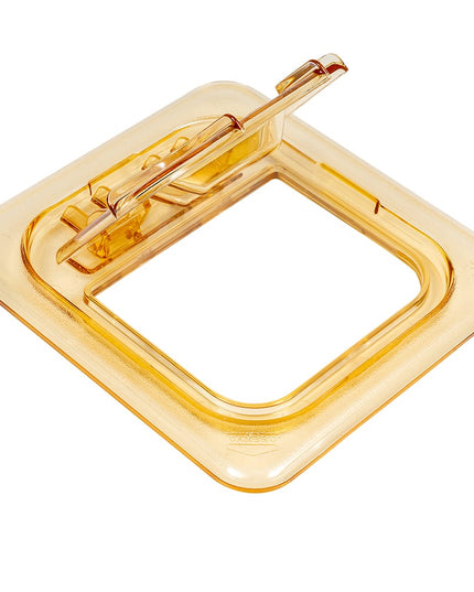 Cambro 60HPLN150 Nắp Khay Thức Ăn Nóng FlipLid - Cỡ 1/6, Có Rãnh, Bản Lề, Màu Hổ Phách