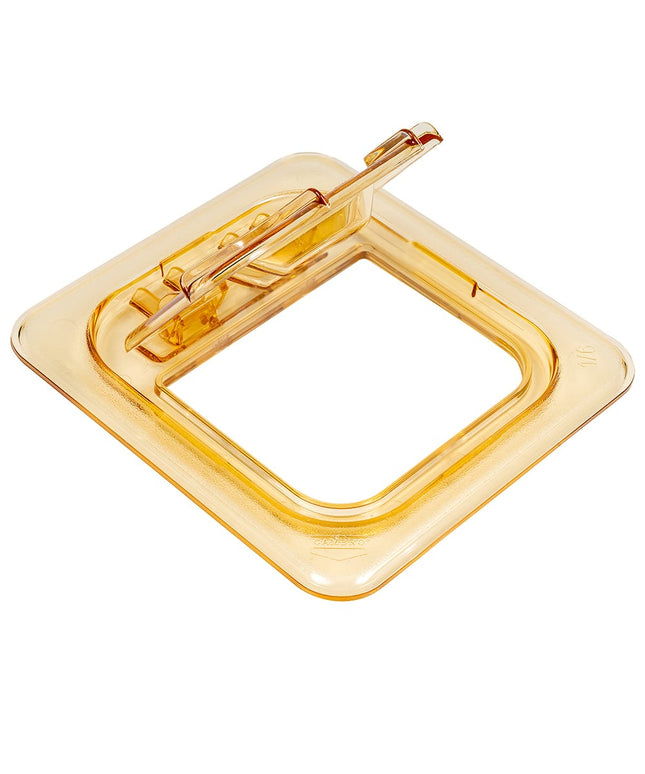 Cambro 60HPLN150 Nắp Khay Thức Ăn Nóng FlipLid - Cỡ 1/6, Có Rãnh, Bản Lề, Màu Hổ Phách