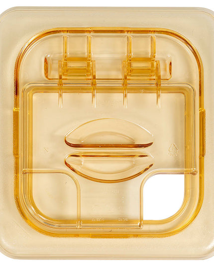 Cambro 60HPLN150 Nắp Khay Thức Ăn Nóng FlipLid - Cỡ 1/6, Có Rãnh, Bản Lề, Màu Hổ Phách