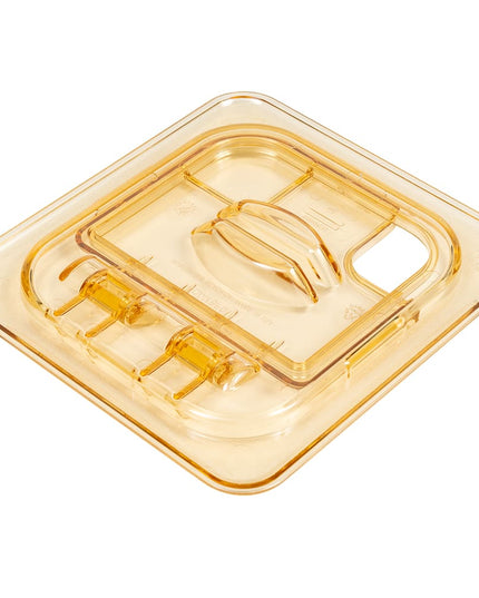 Cambro 60HPLN150 Nắp Khay Thức Ăn Nóng FlipLid - Cỡ 1/6, Có Rãnh, Bản Lề, Màu Hổ Phách