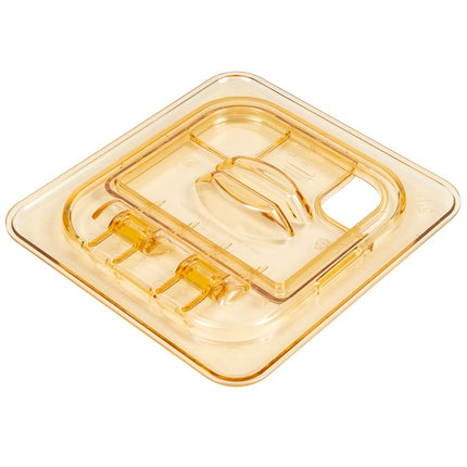 Cambro 60HPLN150 Nắp Khay Thức Ăn Nóng FlipLid - Cỡ 1/6, Có Rãnh, Bản Lề, Màu Hổ Phách