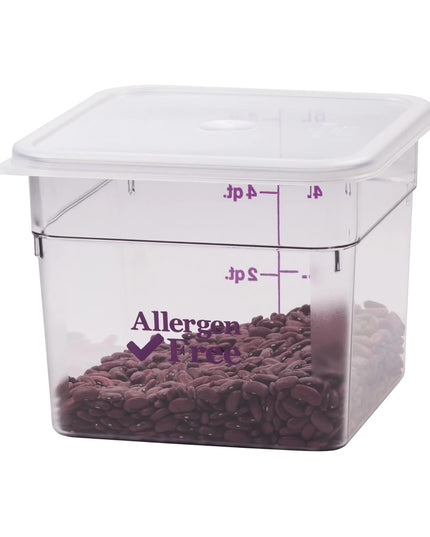 Cambro 6SFSCW441 Hộp Đựng Thực Phẩm Vuông 5.7 lít - CamSquare®, Không Gây Dị Ứng, Polycarbonate, Trong Suốt