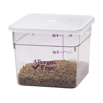 Cambro 6SFSCW441 Hộp Đựng Thực Phẩm Vuông 5.7 lít - CamSquare®, Không Gây Dị Ứng, Polycarbonate, Trong Suốt
