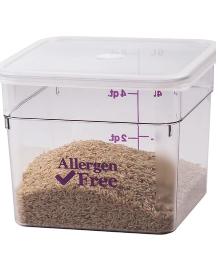 Cambro 6SFSCW441 Hộp Đựng Thực Phẩm Vuông 5.7 lít - CamSquare®, Không Gây Dị Ứng, Polycarbonate, Trong Suốt
