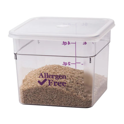 Cambro 6SFSCW441 Hộp Đựng Thực Phẩm Vuông 5.7 lít - CamSquare®, Không Gây Dị Ứng, Polycarbonate, Trong Suốt