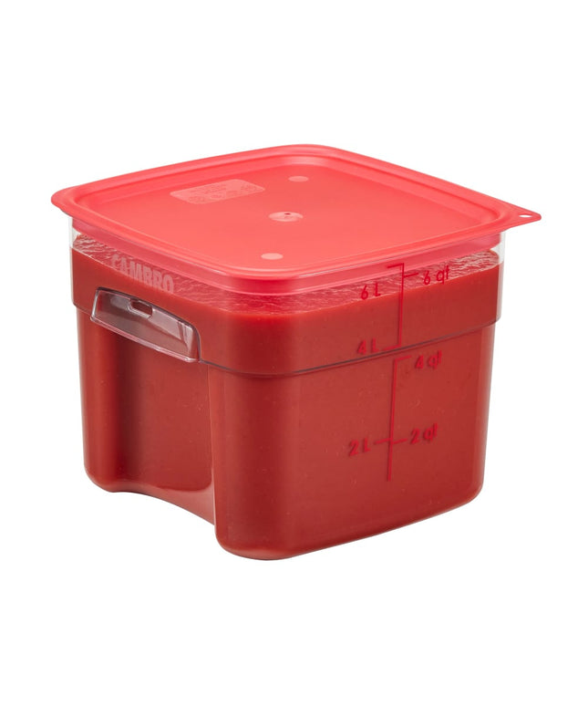 Hộp Đựng Thực Phẩm Vuông FreshPro Cambro 6SFSPROCW135 5.7 lít - CamSquare®, Polycarbonate, Vạch Chia Đỏ