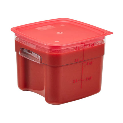 Hộp Đựng Thực Phẩm Vuông FreshPro Cambro 6SFSPROCW135 5.7 lít - CamSquare®, Polycarbonate, Vạch Chia Đỏ