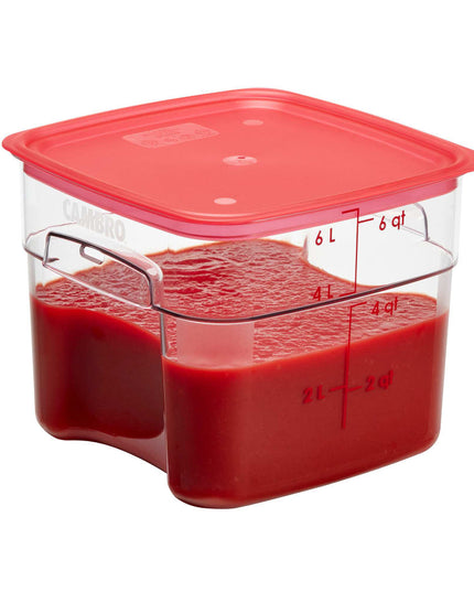 Hộp Đựng Thực Phẩm Vuông FreshPro Cambro 6SFSPROCW135 5.7 lít - CamSquare®, Polycarbonate, Vạch Chia Đỏ